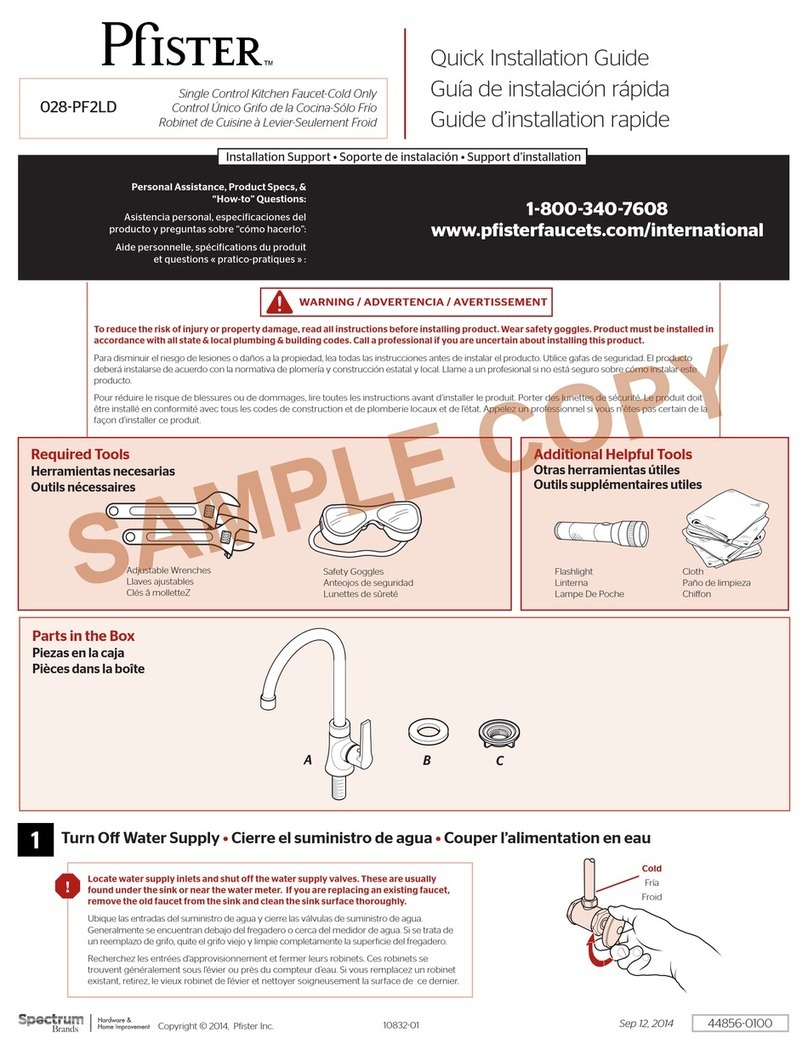 Spectrum Brands Pfister 028-PF2LD Quick installation guide