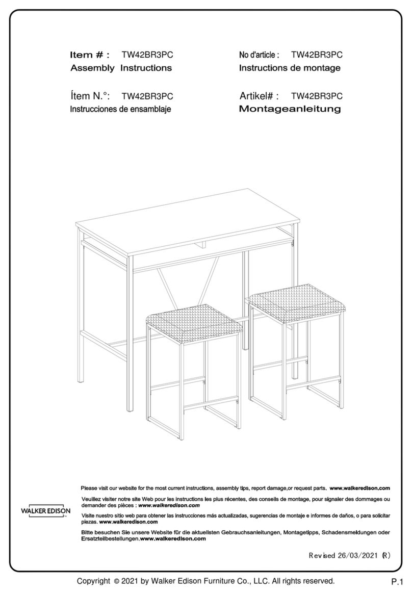 Walker Edison TW42BR3PC Assembly instructions