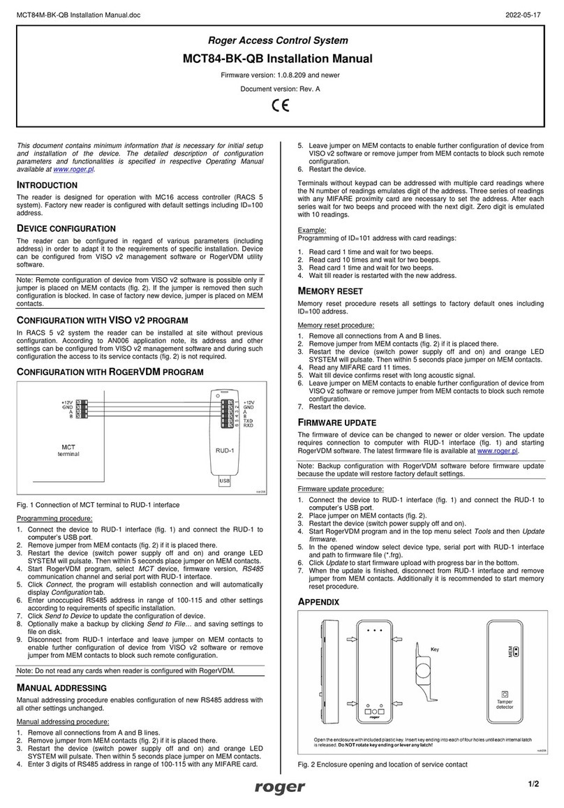 Roger MCT84-BK-QB User manual
