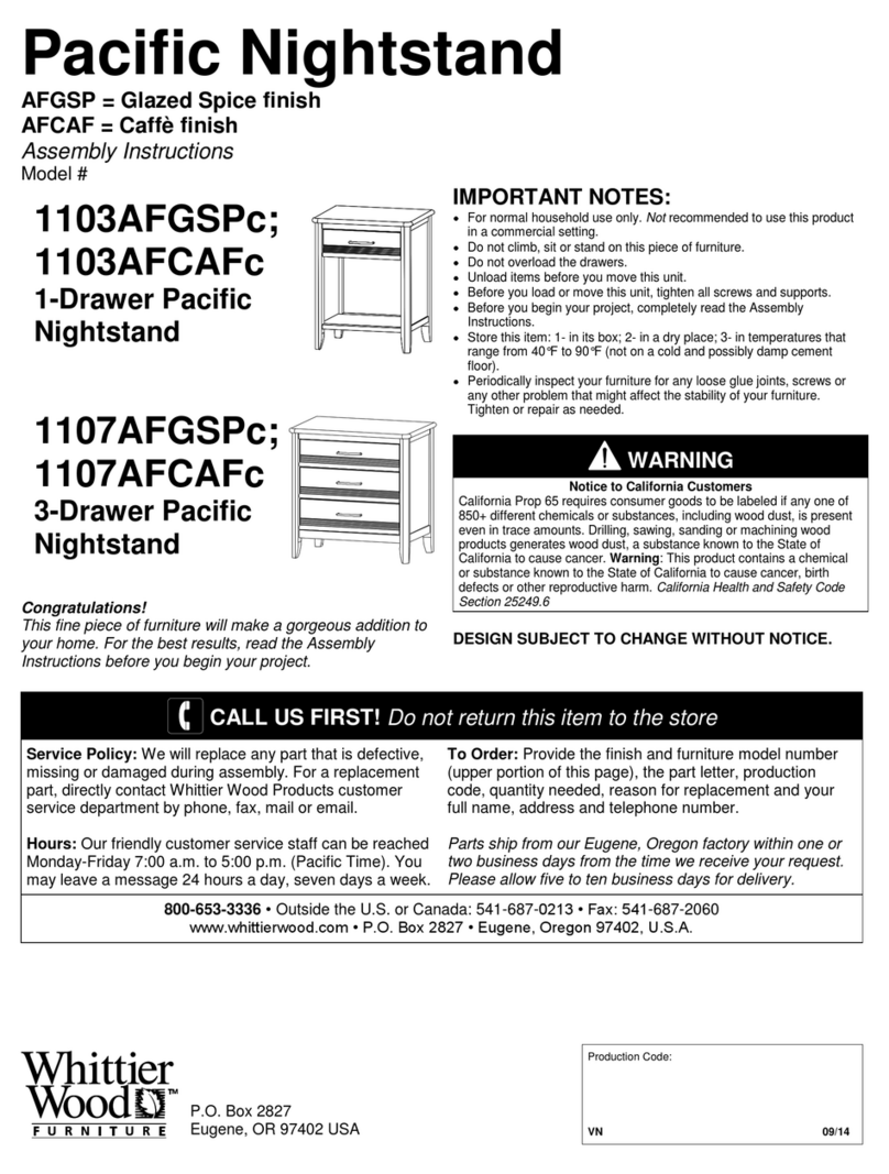 Whittier Wood Pacific 1103AFGSPc Assembly instructions Whittier Wood Pacific 1103AFGSPc Assembly instructions