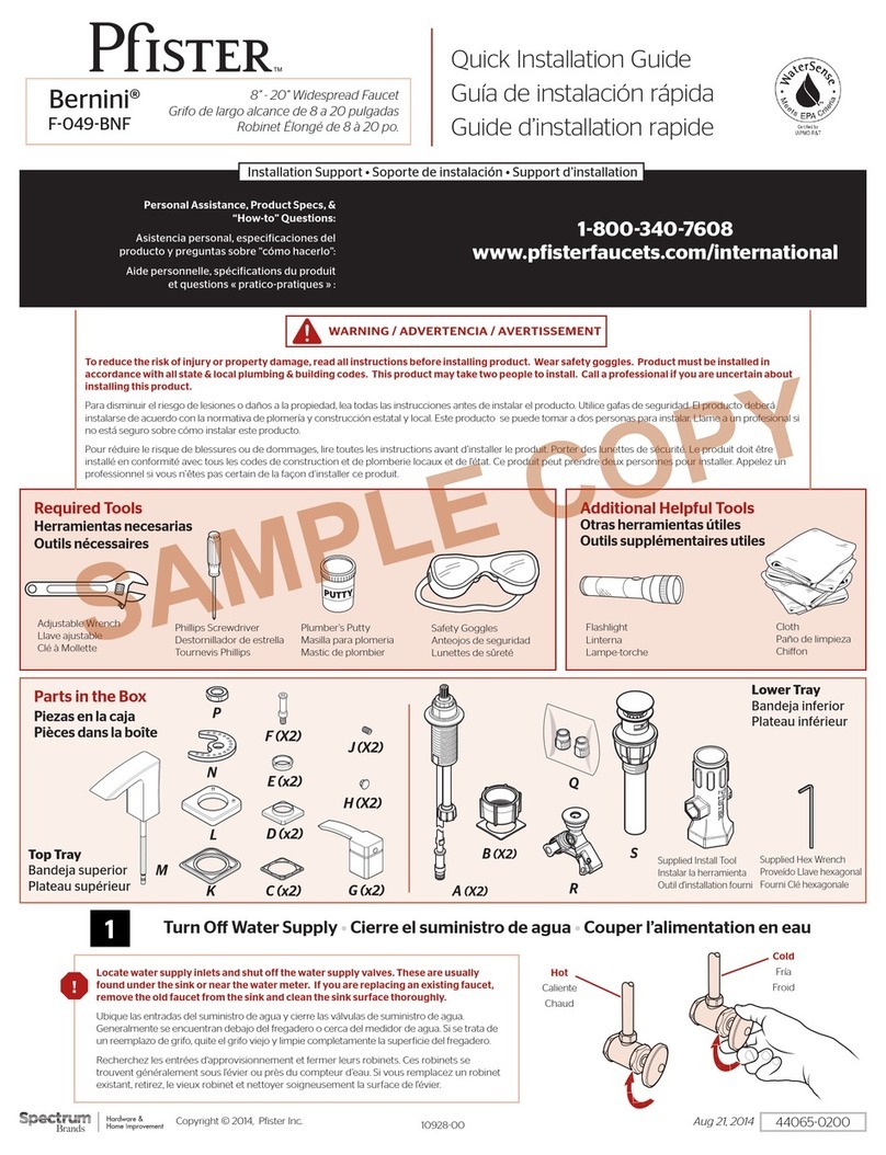 Spectrum Brands Pfister Bernini F-049-BNF Quick installation guide