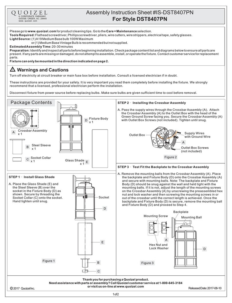 Quoizel Desoto DST8407PN Mounting instructions