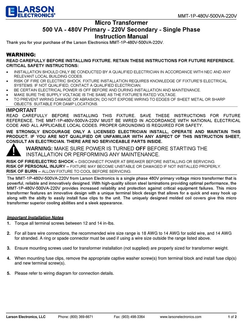 Larson Electronics MMT-1P-480V-500VA-220V User manual