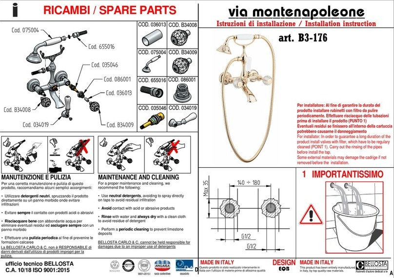 BELLOSTA Via Montenapoleone B3-176 Installation instruction BELLOSTA Via Montenapoleone B3-176 Installation instruction