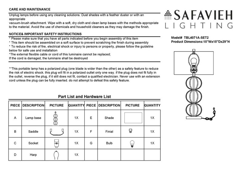 Safavieh Lighting Annistyn TBL4071A-SET2 quick start guide Safavieh Lighting Annistyn TBL4071A-SET2 quick start guide