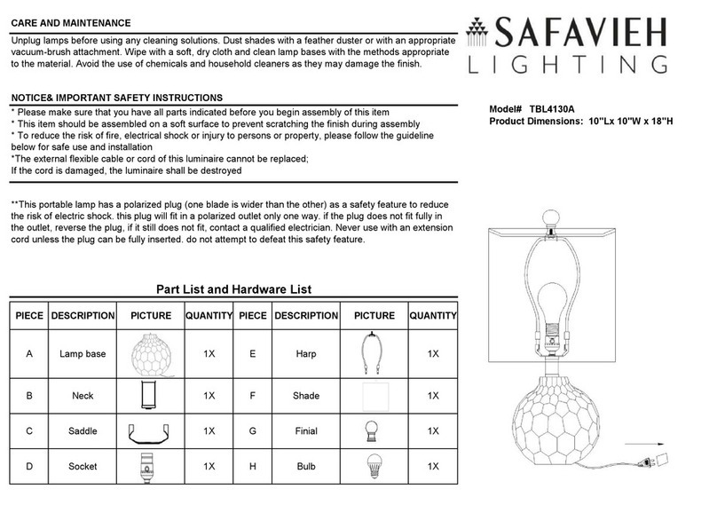 Safavieh Lighting Lucca TBL4130A User manual Safavieh Lighting Lucca TBL4130A User manual