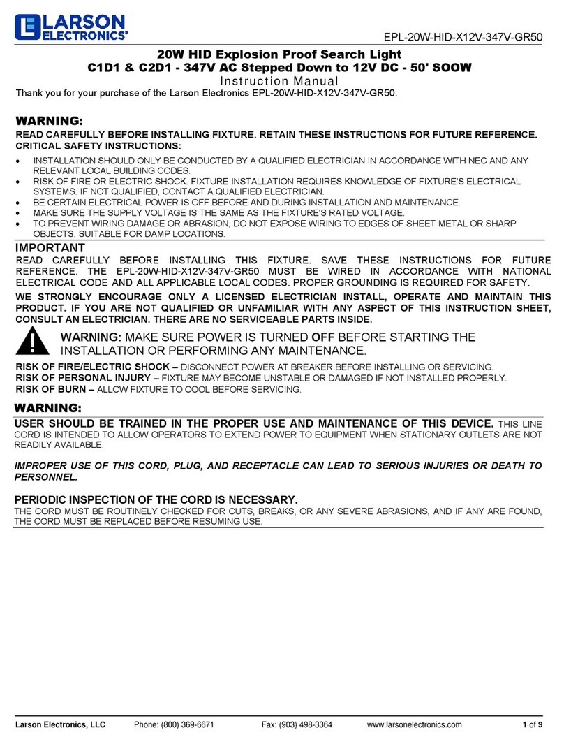 Larson Electronics EPL-20W-HID-X12V-347V-GR50 instruction manual Larson Electronics EPL-20W-HID-X12V-347V-GR50 instruction manual