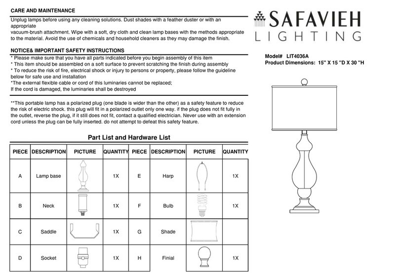 Safavieh Lighting CAMILLE LIT4036A manual