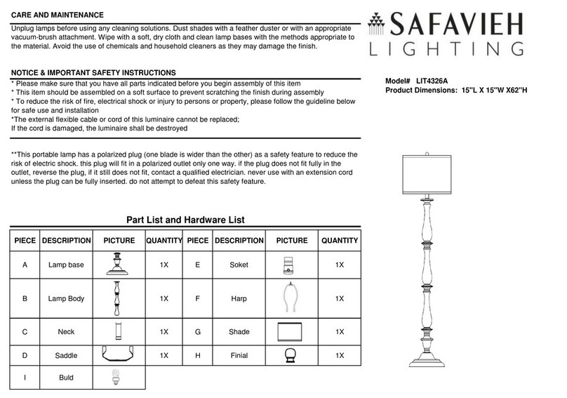 Safavieh Lighting ISANNAH LIT4326A manual