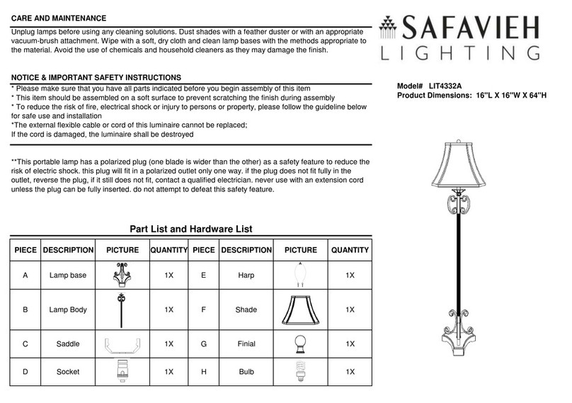 Safavieh Lighting ISABELLA LIT4332A manual