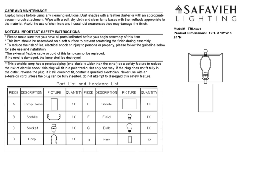 Safavieh Lighting NORI TBL4301 manual