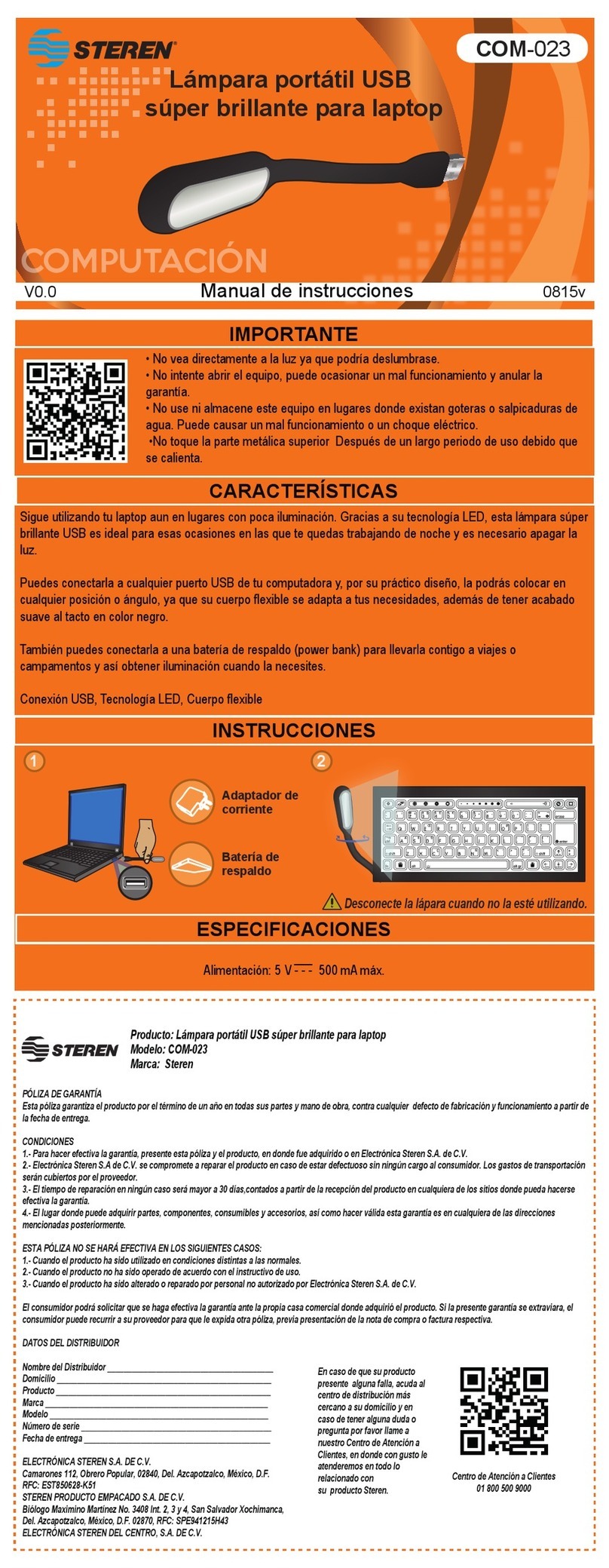 Steren COM-023 instruction manual