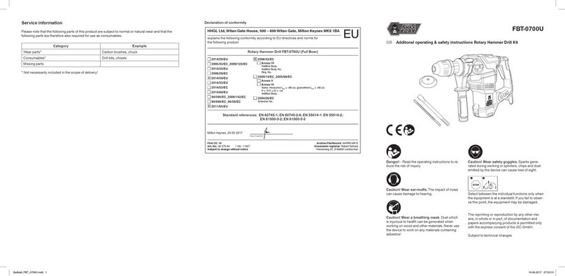 Full Boar FBT-0700U Additonal operating & safety instructions