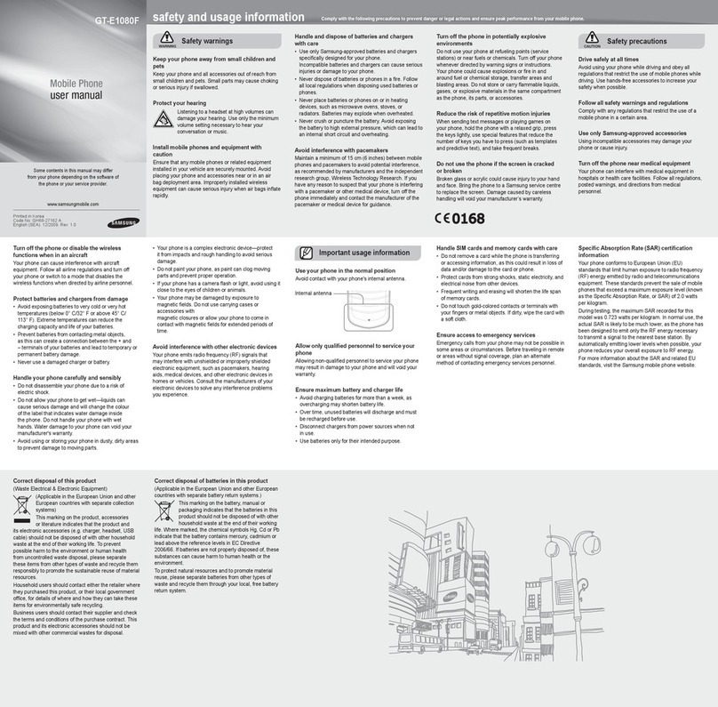 Samsung GT-E1080F user manual
