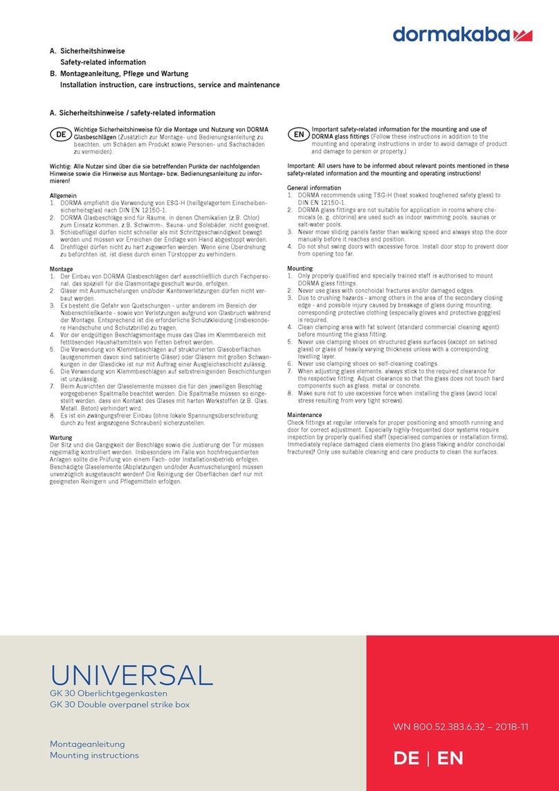 Dormakaba UNIVERSAL GK 30 User manual