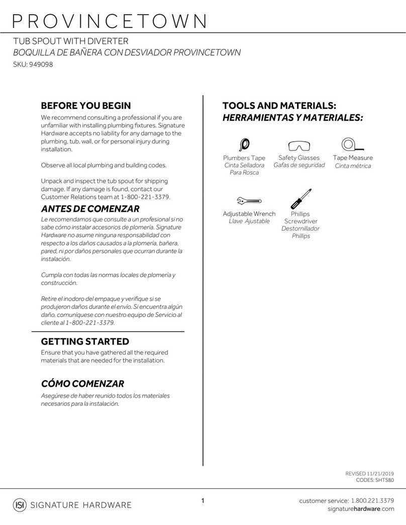 Signature Hardware PROVINCETOWN 949098 quick start guide