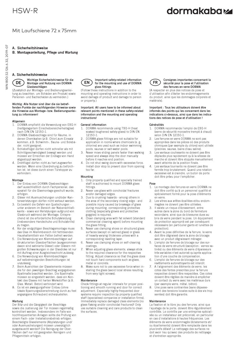 Dormakaba HSW-R manual