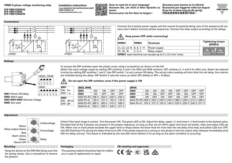 CARLO GAVAZZI D/P PB01CM23/N installation instructions