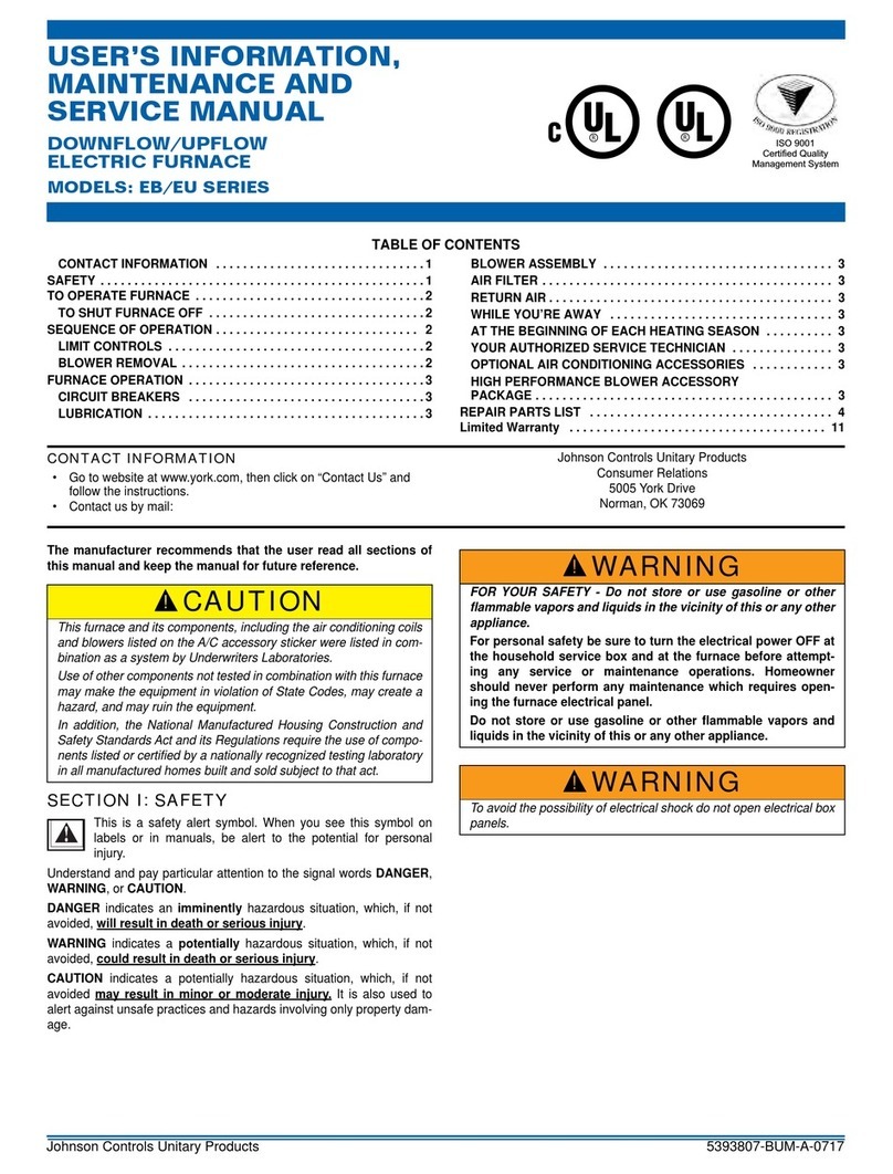 Johnson Controls Unitary Products COMFORT-AIRE EB Series Manual