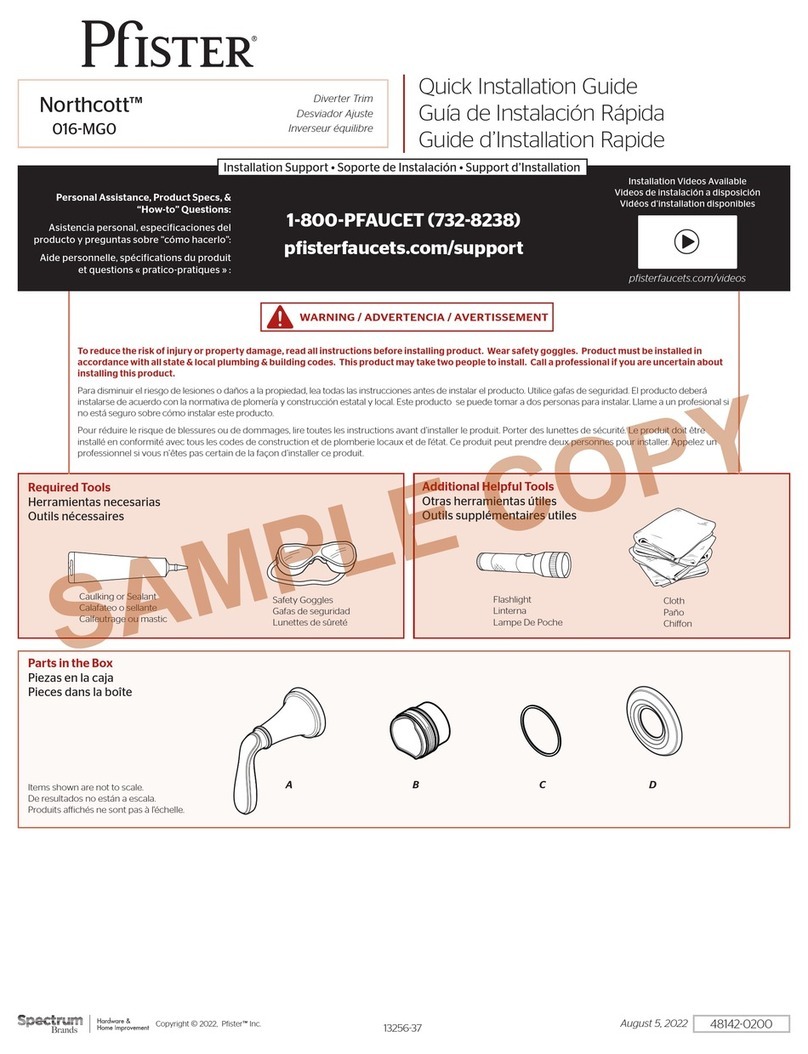 Spectrum Brands Pfister Northcott 016-MG0 Quick installation guide
