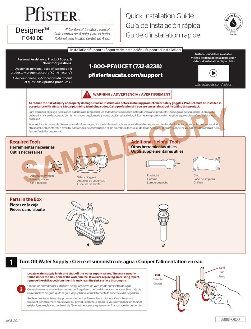 Pfister Designer F-048-DE Quick installation guide