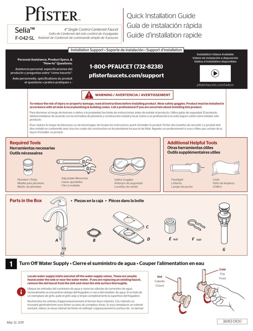 Pfister Selia F-042-SL Quick installation guide