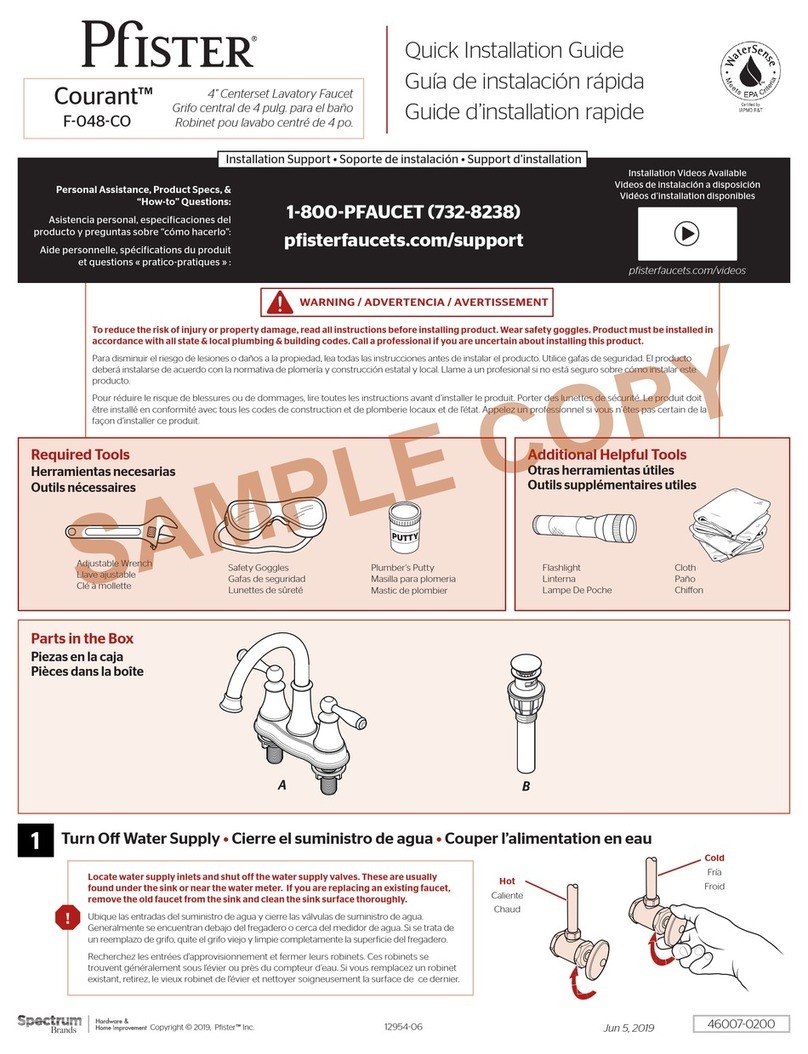 Spectrum Brands Pfister Courant F-048-CO Quick installation guide