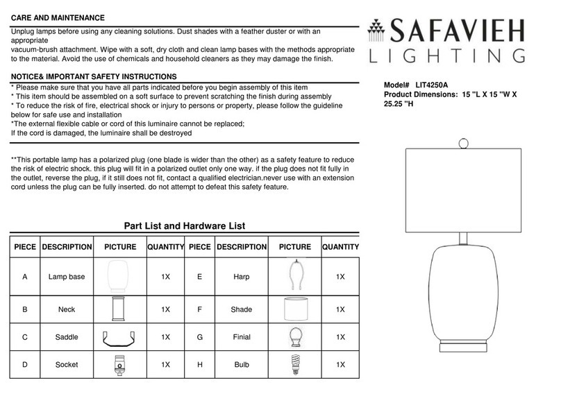 Safavieh Lighting CHANEY LIT4250A quick start guide