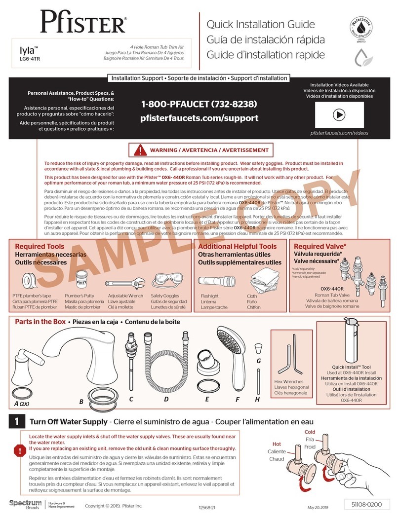 Spectrum Brands Pfister Iyla LG6-4TR Quick installation guide