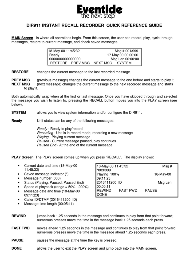 Eventide DIR911 Quick reference guide