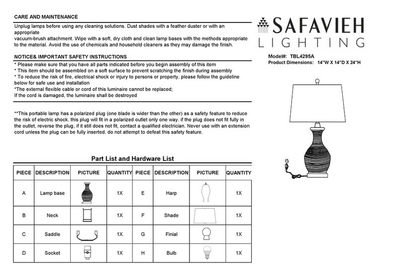 Safavieh Lighting FLORA TBL4295A quick start guide