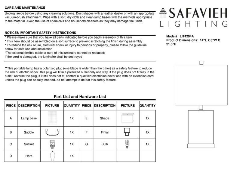 Safavieh Lighting THATCHER LIT4294A User manual