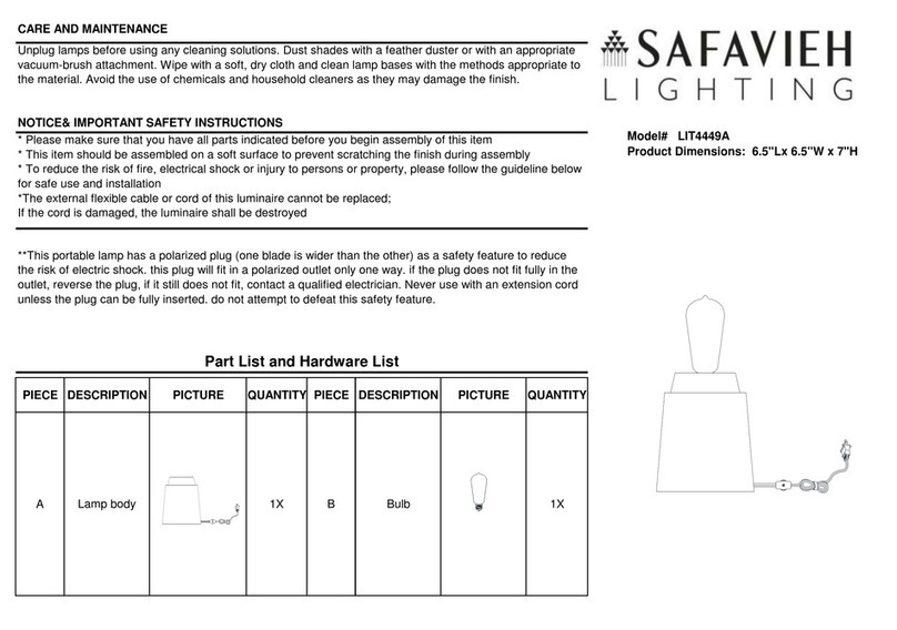 Safavieh Lighting OPAL LIT4449A quick start guide
