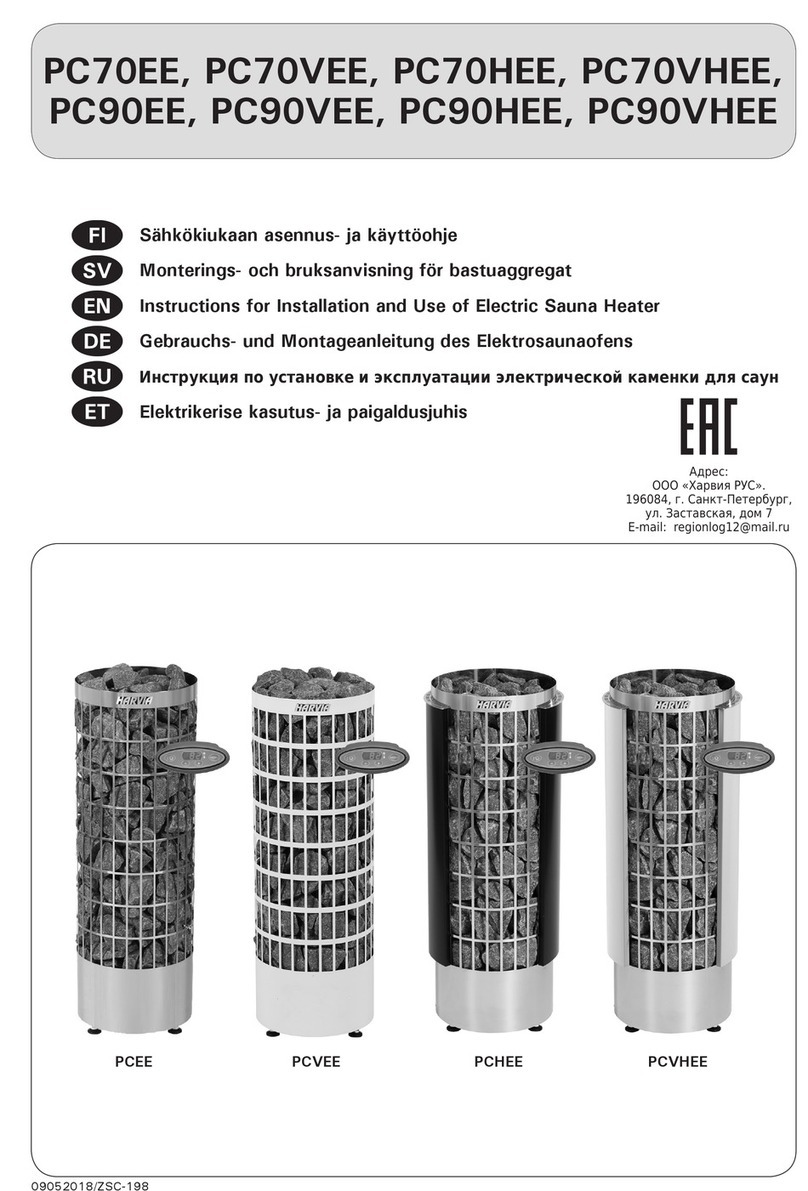 Harvia PC70VEE Instructions for installation and use Harvia PC70VEE Instructions for installation and use