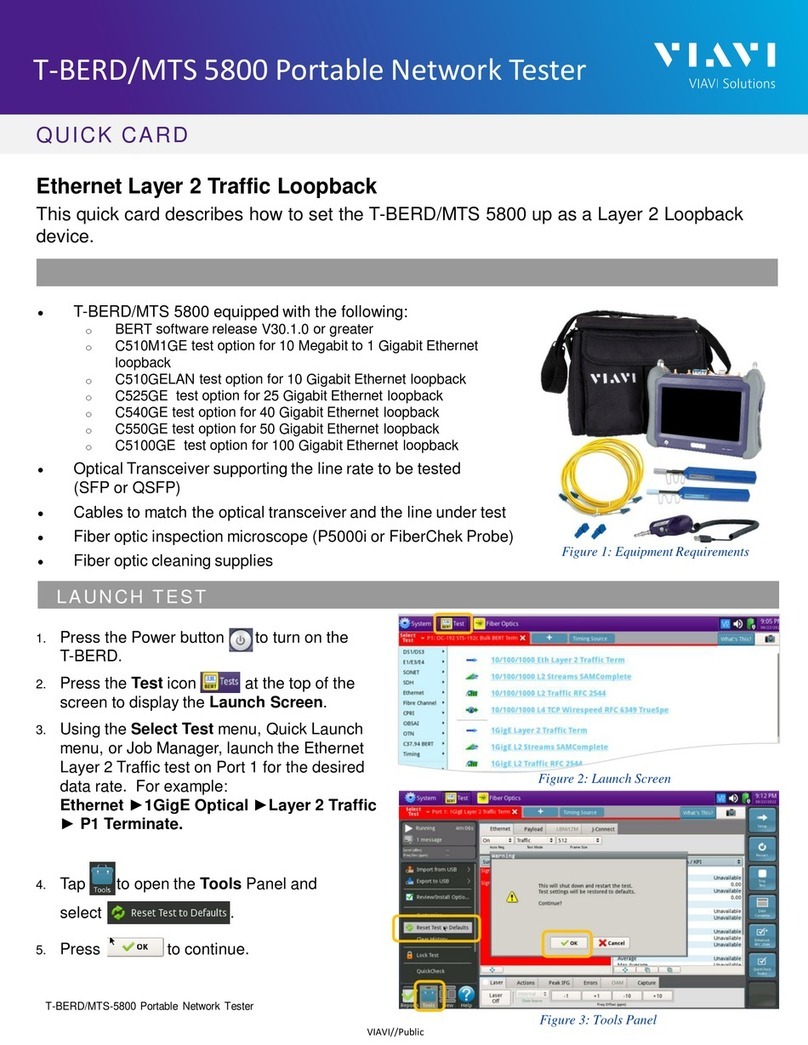 VIAVI Solutions T-BERD Quick Card User Guide