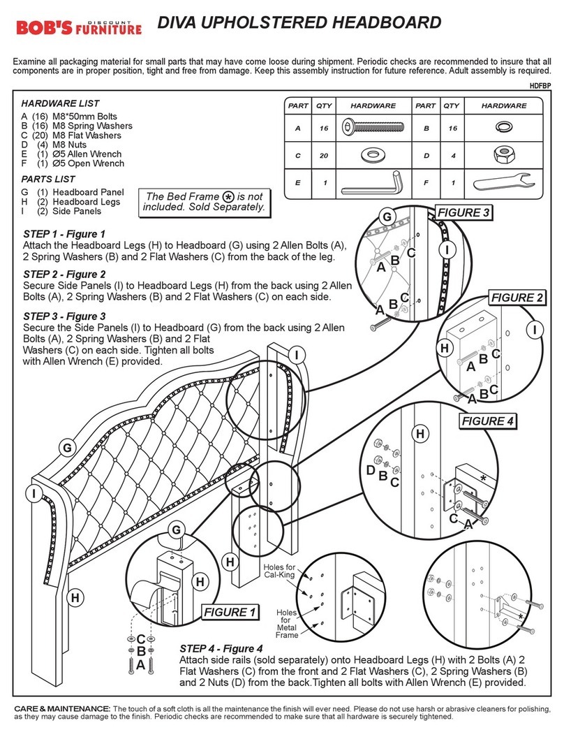 Bob's Discount Furniture DIVA UPHOLSTERED HEADBOARD manual
