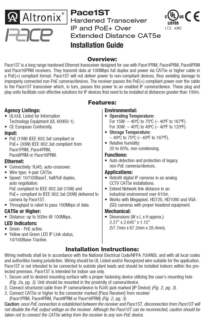 Altronix Pace1ST User manual