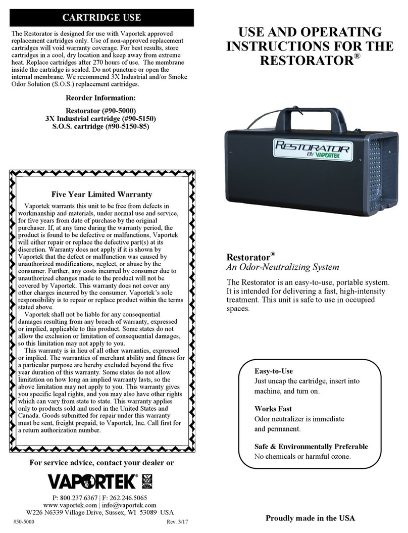 Vaportek RESTORATOR Use and Operating Instructions