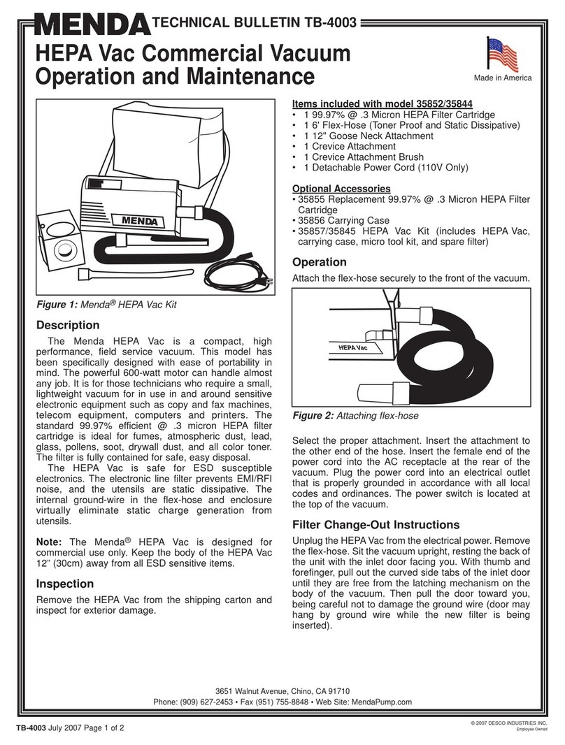 Menda HEPA Vac Instruction Manual