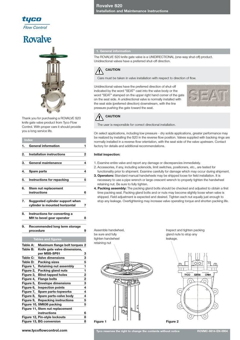 Tyco Rovalve S20 Installation and maintenance instructions
