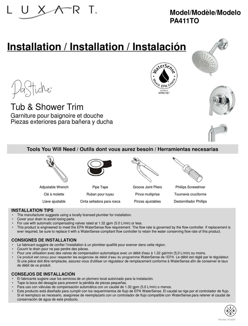 Luxart PaStiche PA411TO-PBB Installation Luxart PaStiche PA411TO-PBB Installation