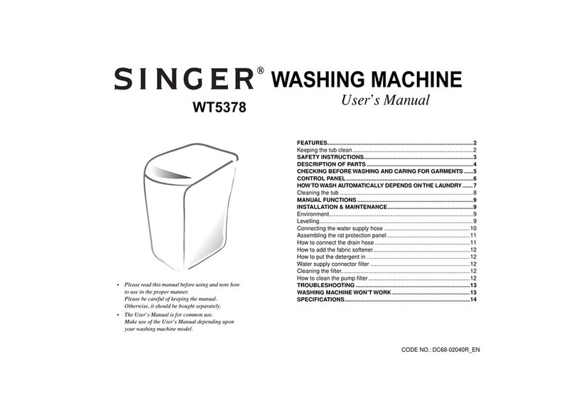 Singer WT5378 user manual