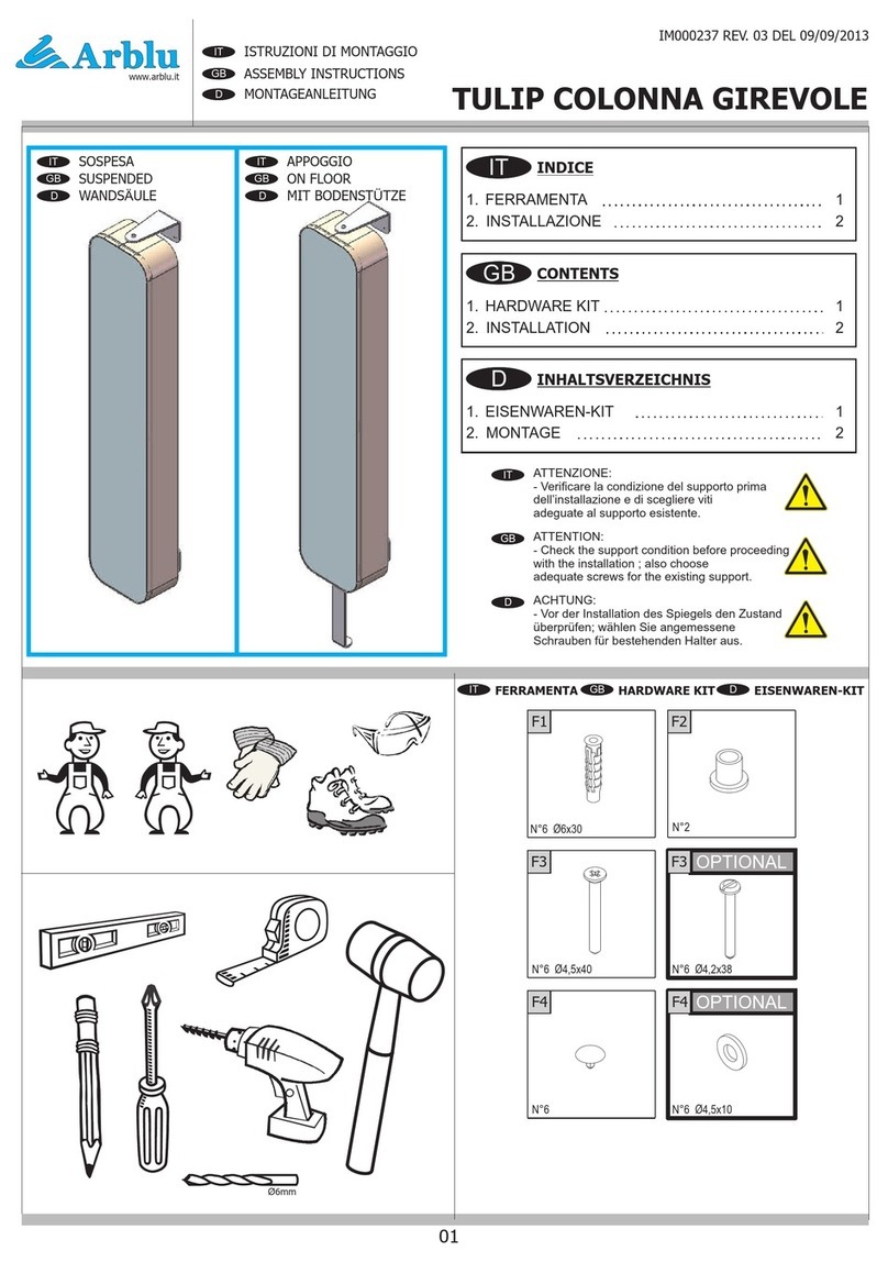 Arblu TULIP COLONNA GIREVOLE Assembly instructions Arblu TULIP COLONNA GIREVOLE Assembly instructions