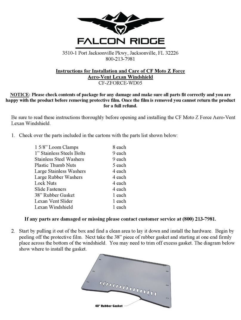 FALCON RIDGE Aero-Vent Lexan CF-ZFORCE-WD05 Installation manual FALCON RIDGE Aero-Vent Lexan CF-ZFORCE-WD05 Installation manual