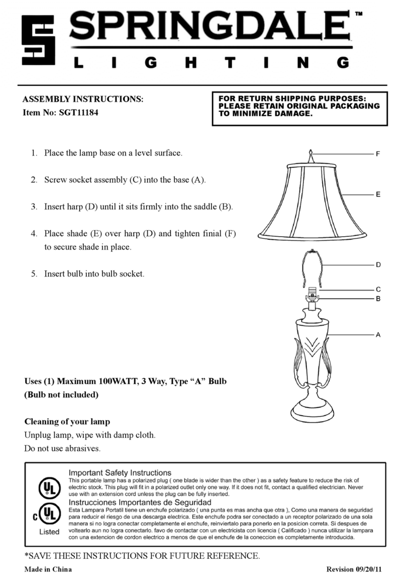 Springdale Lighting SGT11184 User manual Springdale Lighting SGT11184 User manual