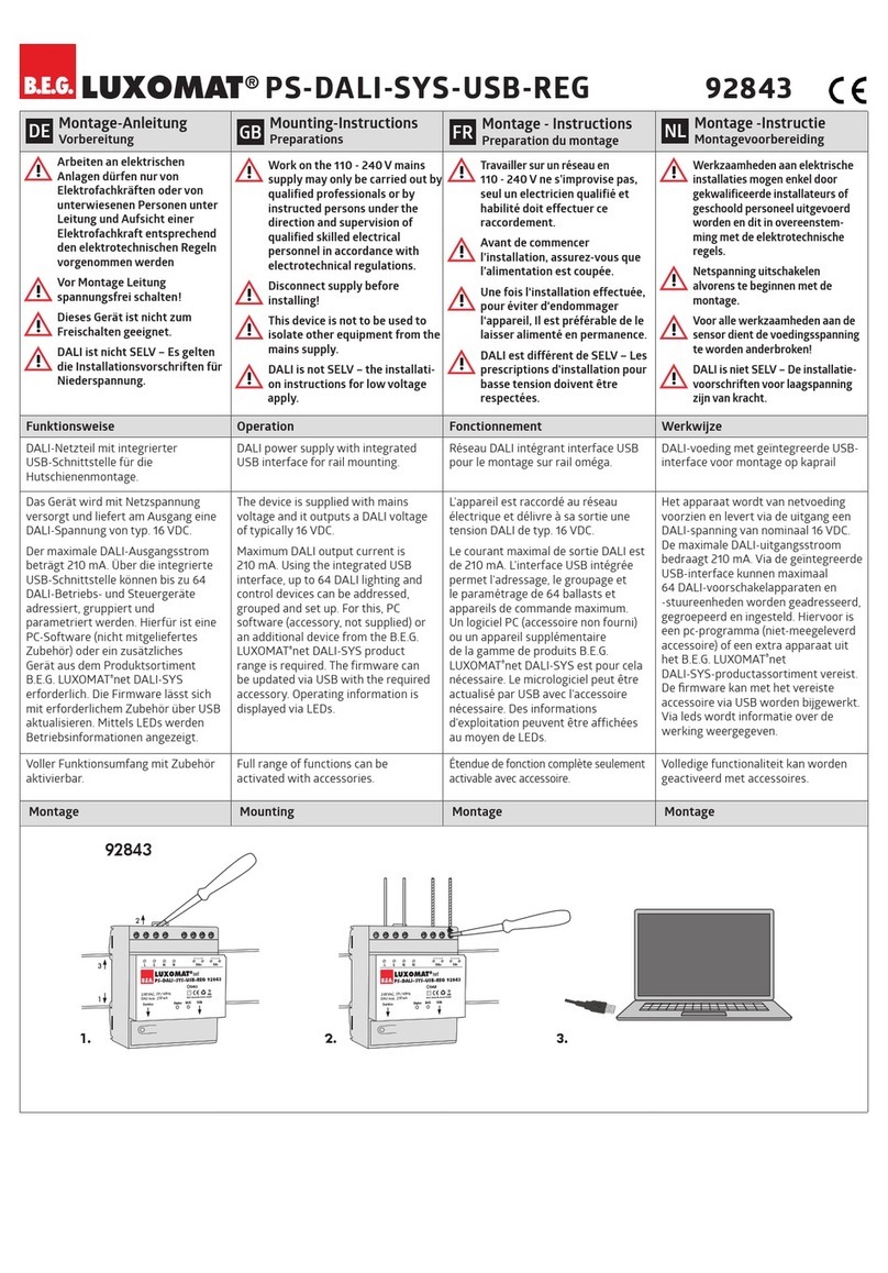 B.E.G. LUXOMAT PS-DALI-SYS-USB-REG Mounting instructions B.E.G. LUXOMAT PS-DALI-SYS-USB-REG Mounting instructions