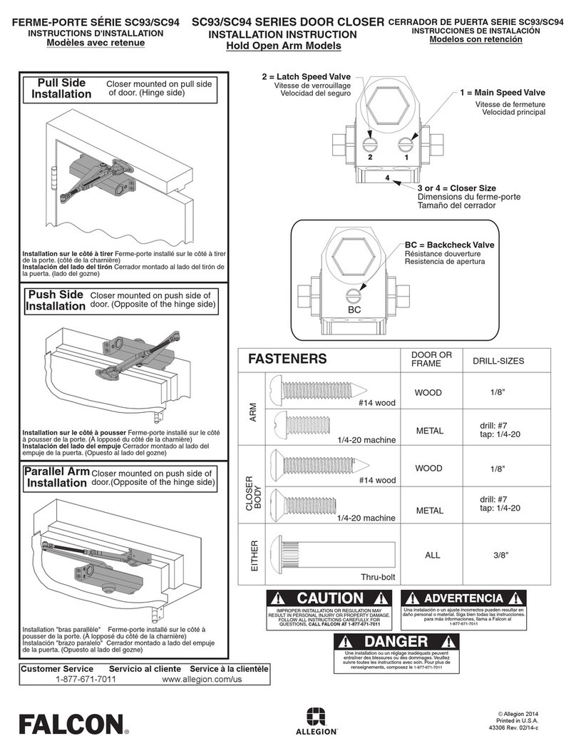 Allegion FALCON SC93 Series User manual