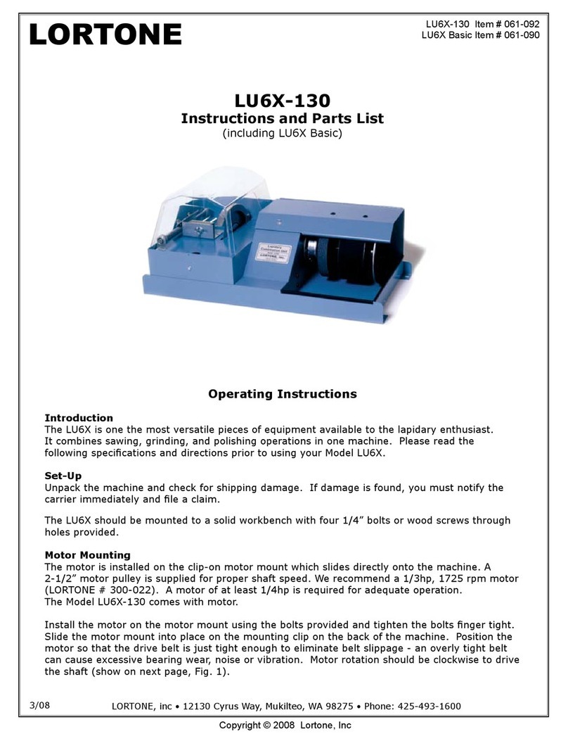 Lortone LU6X-130 Instructions and parts list