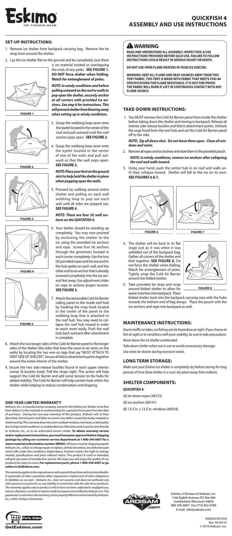 Eskimo QUICKFISH 4 Assembly and use instructions