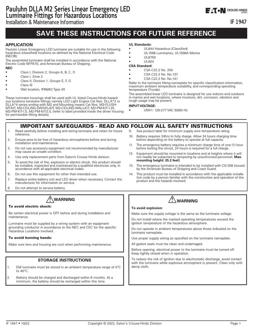 Eaton Crouse-Hinds Pauluhn DLLA M2 Series Installation & maintenance information